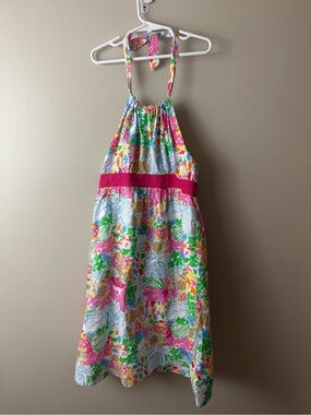 Girls Lilly Pulitzer Pink Floral Halter Dress Size 12